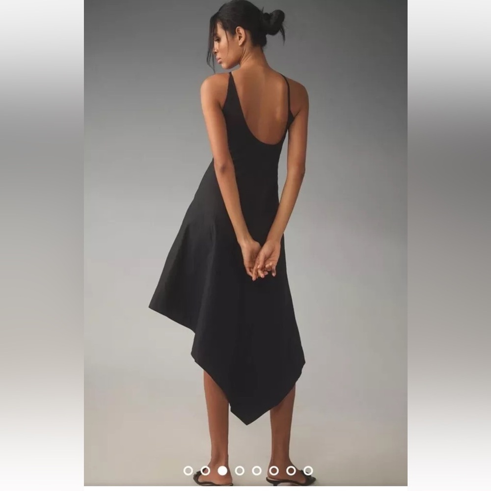 Anthropologie Yukiko Noritake Asymmetrical Floral Midi Dress Black Combo Orange - Picture 3 of 9